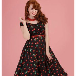 Collectif 1950s pinup Cherry Dolores Dress - US 12/UK 14